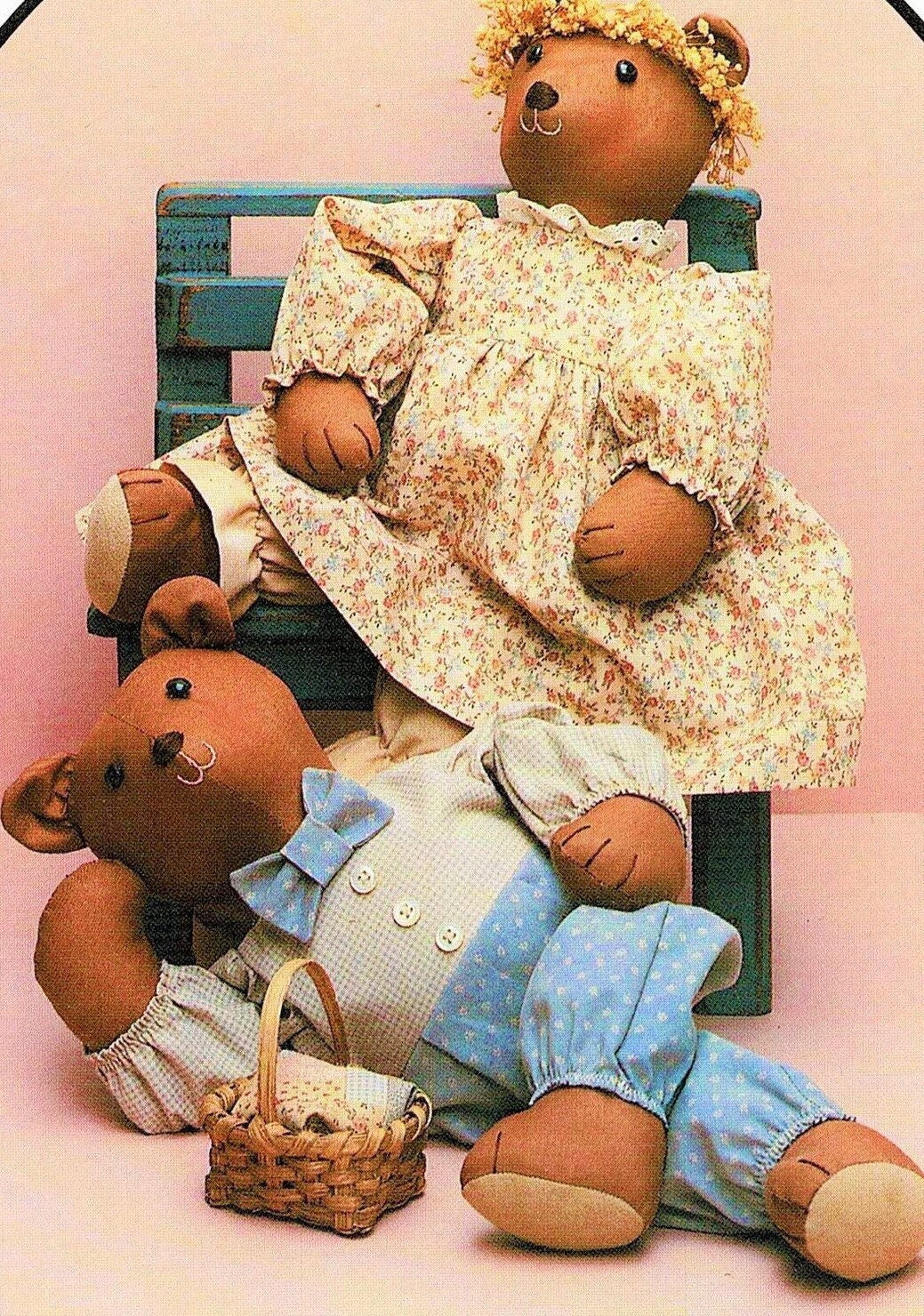 Vintage Sewing Pattern 18" Cute Fabric Teddy Bears Soft Toy Couple PDF Instant Digital Download Soft Stuffed Non Jointed Boy Girl Bears