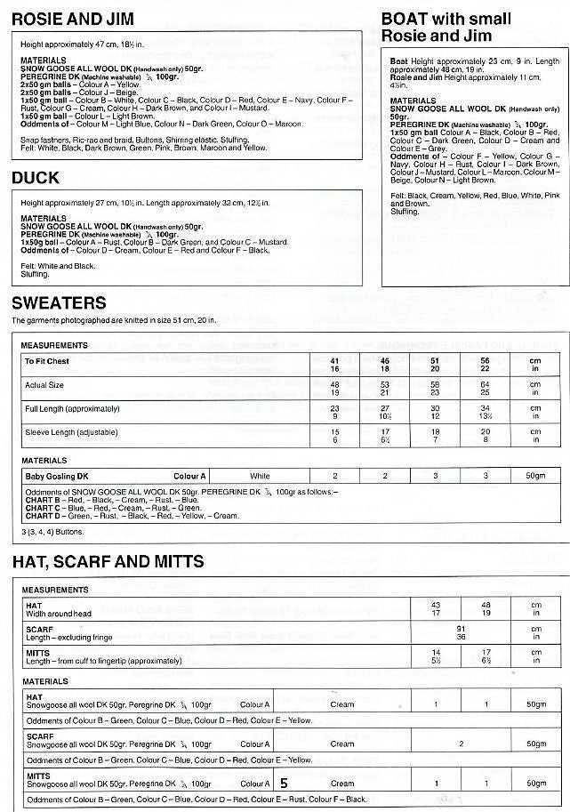 Vintage Knitting Patterns Rosie and Jim Colleciton Soft Doll Toys Hat Scarf PDF Instant Digital Download Book eBook DK 8 Ply