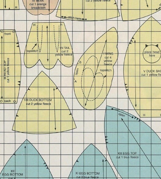 Vintage Sewing Pattern Fabric Egg To Duck Soft Sculpture Toy PDF Instant Digital Download Stuffed Easter Duckling Zipper Pop Out Sewn Toy