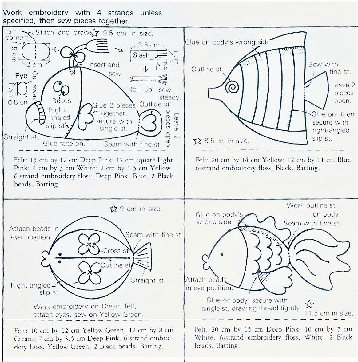 Vintage Sewing Pattern Mini Felt Fish Sealife Soft Dolls 12 Figures 2 -5 Inches PDF Instant Digital Download Crab Seahorse Squid and More
