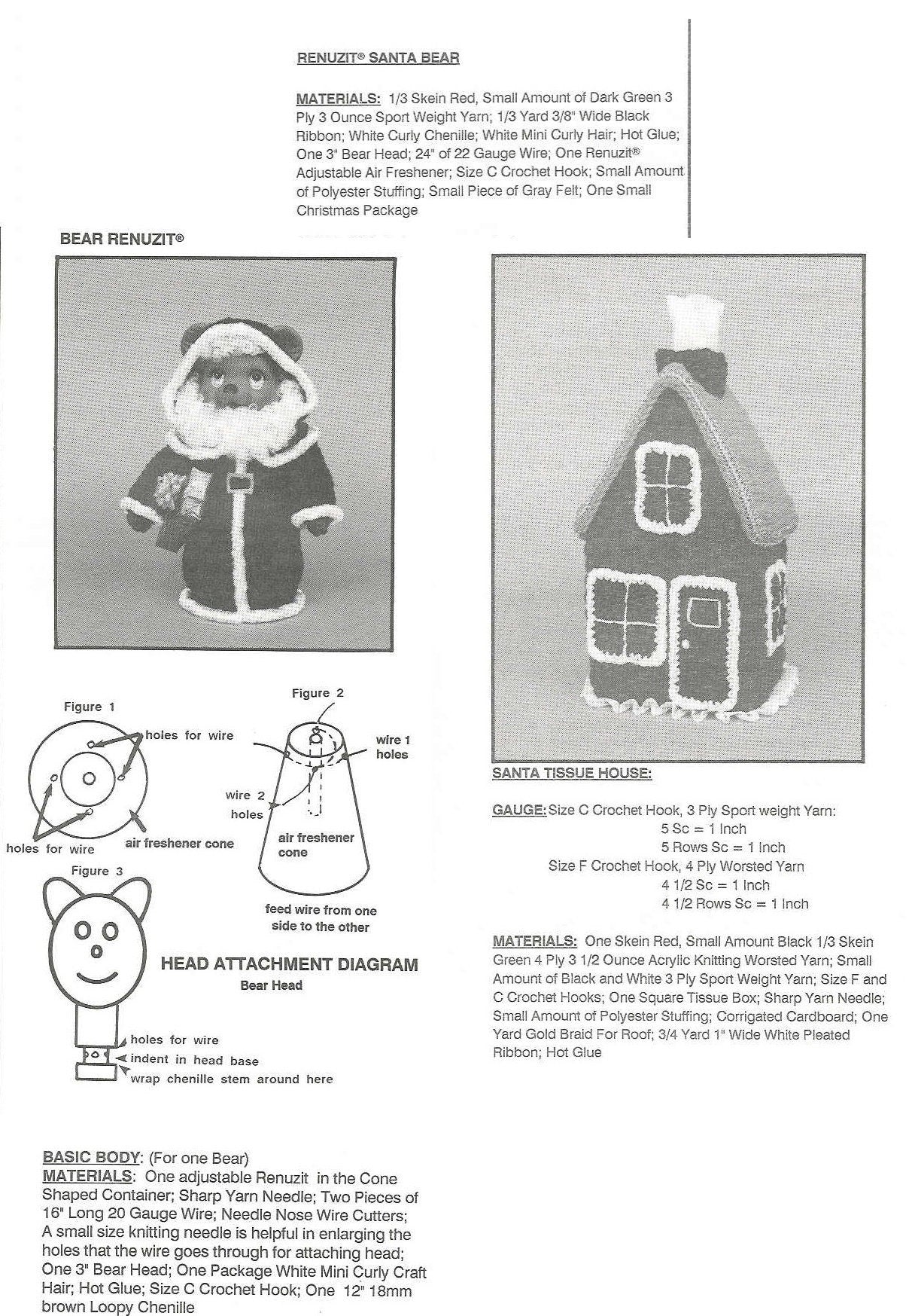 Vintage Crochet Pattern Christmas Bathroom Santa Claus Set Toilet Lid Chimney Tank Bear Tissue Cover PDF Instant Digital Download