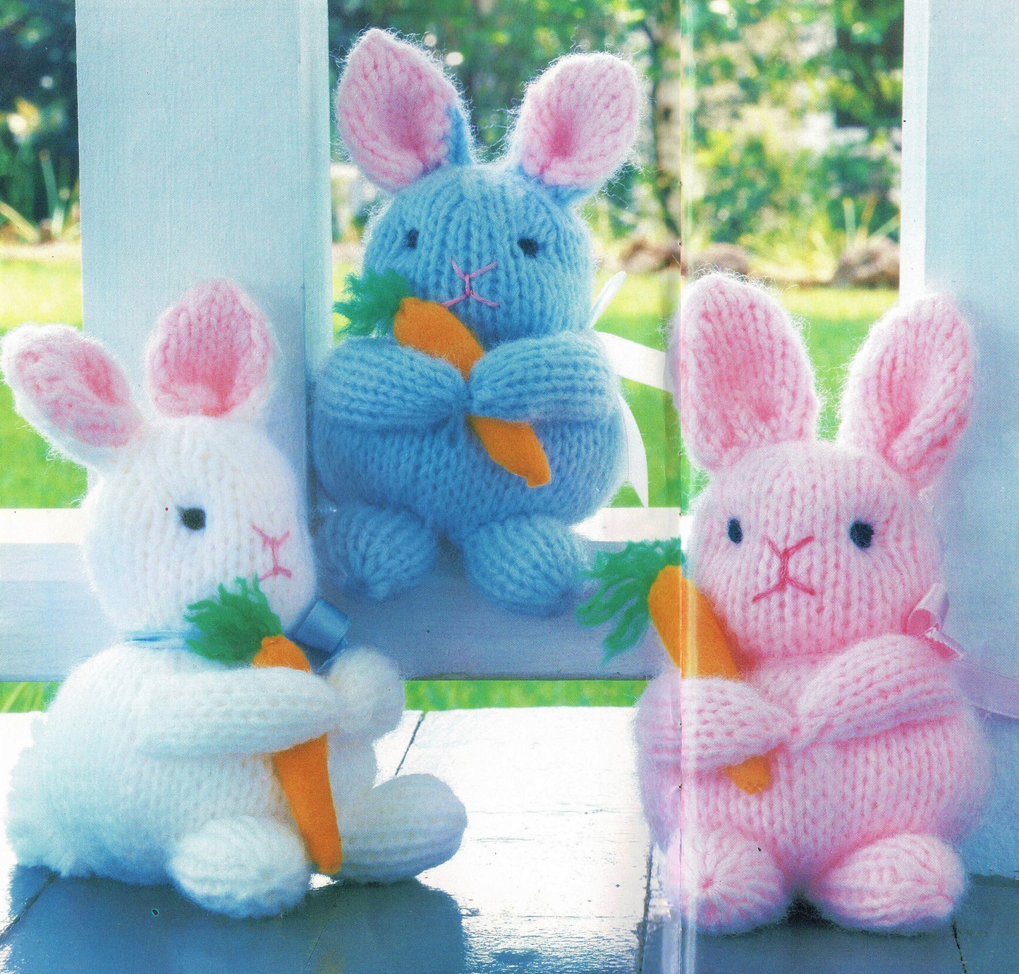 Vintage Knitting Pattern 7" Baby Easter Bunnies Quick Easy Knit PDF Instant Digital Download Knitted Bunny Rabbits Amigurumi Soft Toys 4 Ply