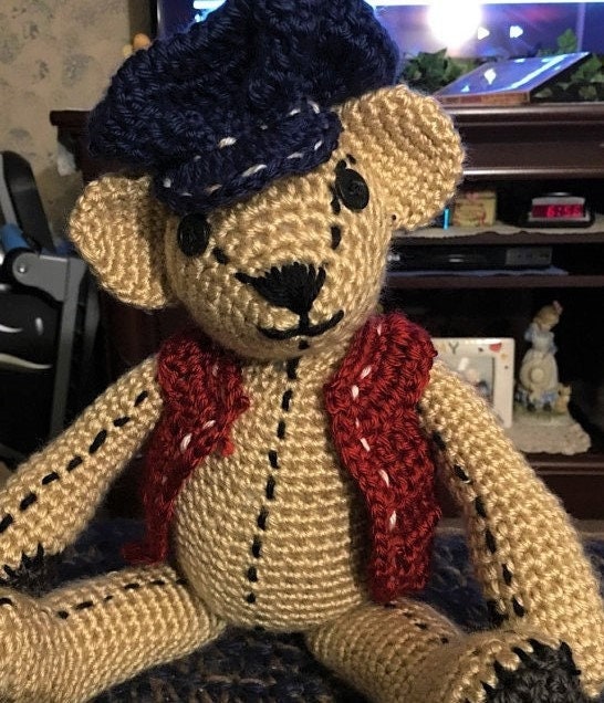 Vintage Crochet Pattern 10" Antique Teddy Bear PDF Instant Digital Download Heirloom Teddy Amigurumi Plush Stuffed Soft Toy Bear 10 Ply