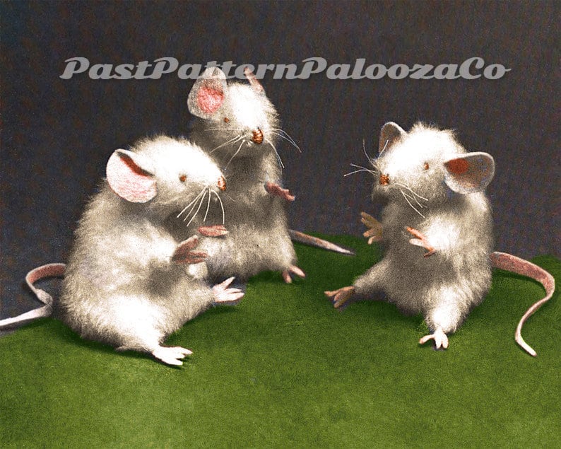 Vintage Sewing Pattern 4" Realistic Little Mouse Faux Fur Fabric Soft Sculpture Plush Toy PDF Instant Digital Download Stuffed Furry Mice
