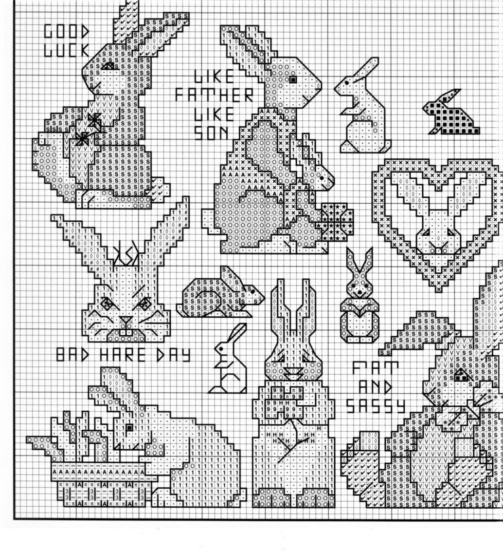Vintage Cross Stitch Patterns Mini Bunny Rabbit Motifs PDF Instant Digital Download Embroidery 45 Bunnies Designs A1
