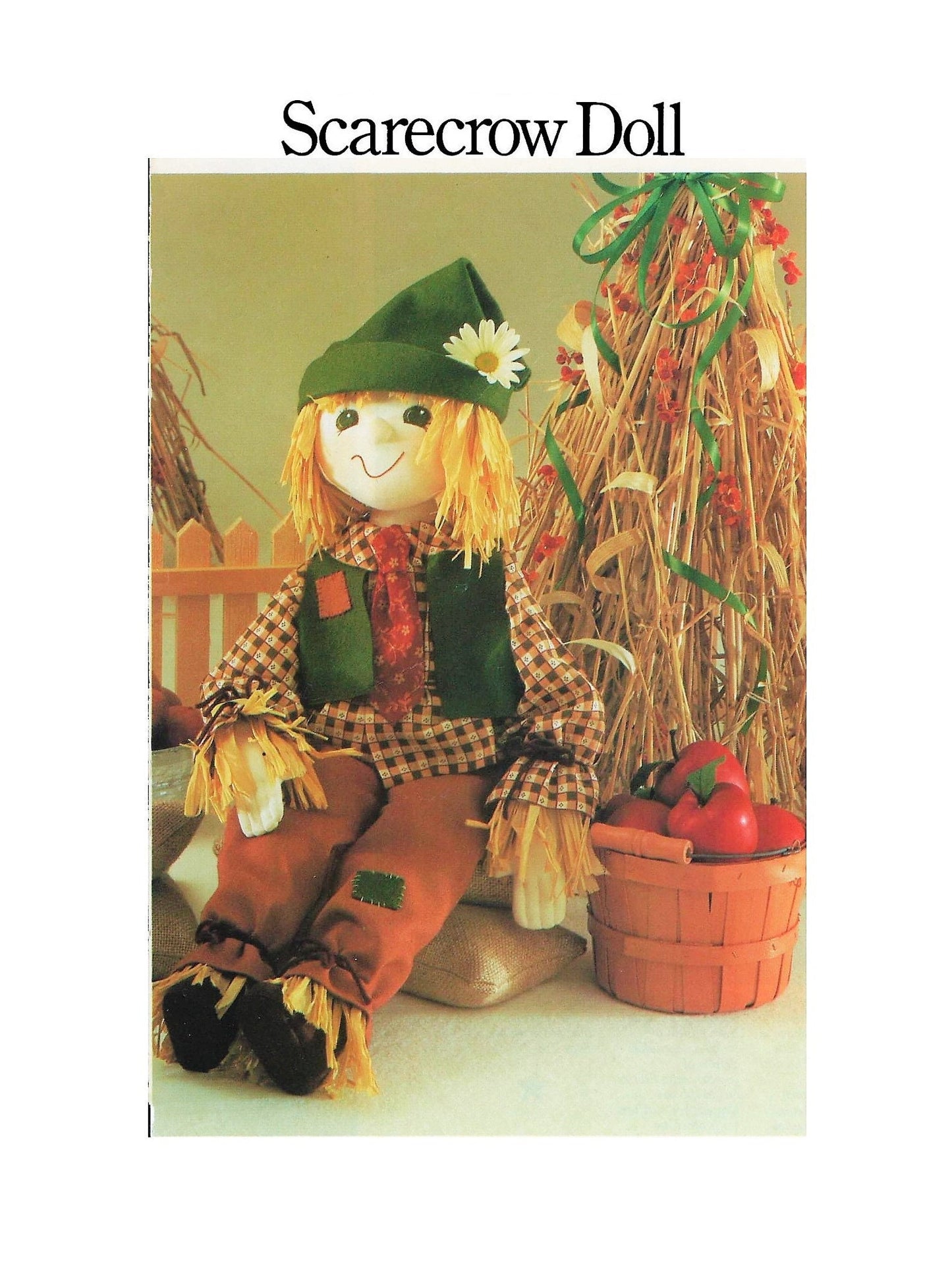 Vintage Sewing Pattern 24" Fabric Soft Sculpture Scarecrow Doll PDF Instant Digital Download Sewn Cloth Autumn Soft Toy Doll