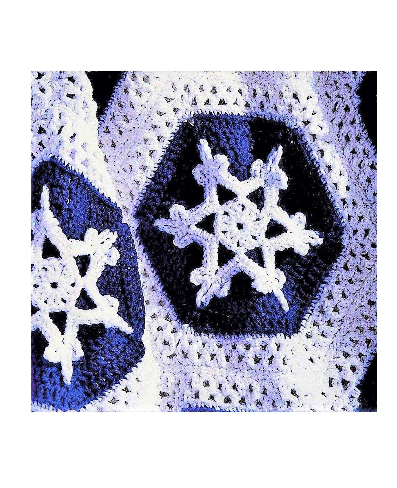 Vintage Crochet Pattern Icy Christmas Snowflake Afghan Blanket PDF Instant Digital Download Hexagon Granny Squares Holiday Throw 10 Ply