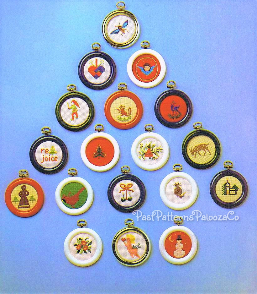 Vintage Cross Stitch Patterns 3" Simple Classic Round Christmas Ornaments PDF Instant Digital Download 18 Holiday Designs Beginners