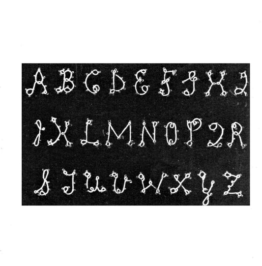 Vintage Tatting Pattern Decorative Alphabet Sampler PDF Instant Digital Download Monogram Initials Letters ABC's Lettering
