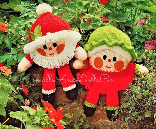 Vintage Christmas Knitting Pattern 12" Santa & Mrs Claus Humpty Dumpty Soft Toy Dolls PDF Instant Digital Download DK Yarn