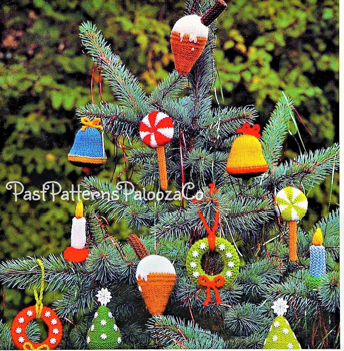 Vintage Christmas Knitting Pattern 3" Cute Mini Novelty Tree Ornaments PDF Instant Digital Download Ice Cream Cone Bell Wreath Lollipop