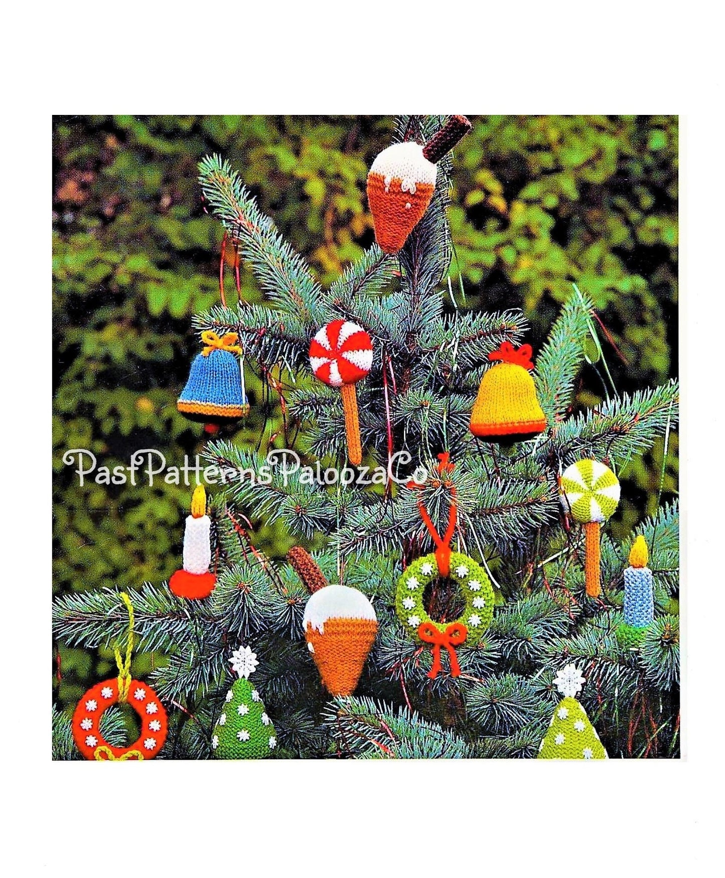 Vintage Christmas Knitting Pattern 3" Cute Mini Novelty Tree Ornaments PDF Instant Digital Download Ice Cream Cone Bell Wreath Lollipop