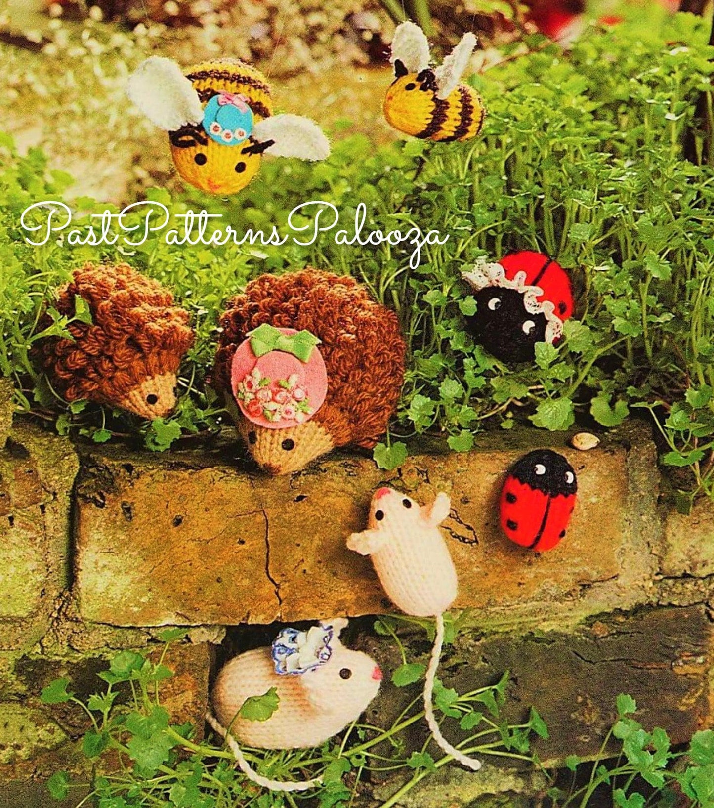 Vintage Knitting Pattern Tiny Garden Meadow Creatures Mamas and Babies Soft Amigurumi Toys PDF Instant Digital Download Mice Bees Hedgehog