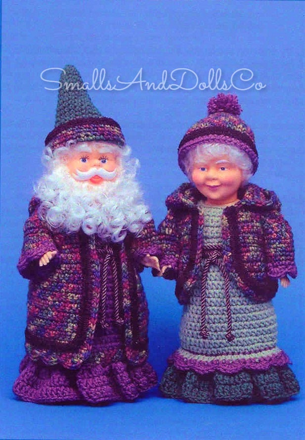Vintage Crochet Pattern 14" Mystical Plum Blossom Santa and Mrs Claus Christmas Xmas Dolls PDF Instant Digital Download 10 Ply