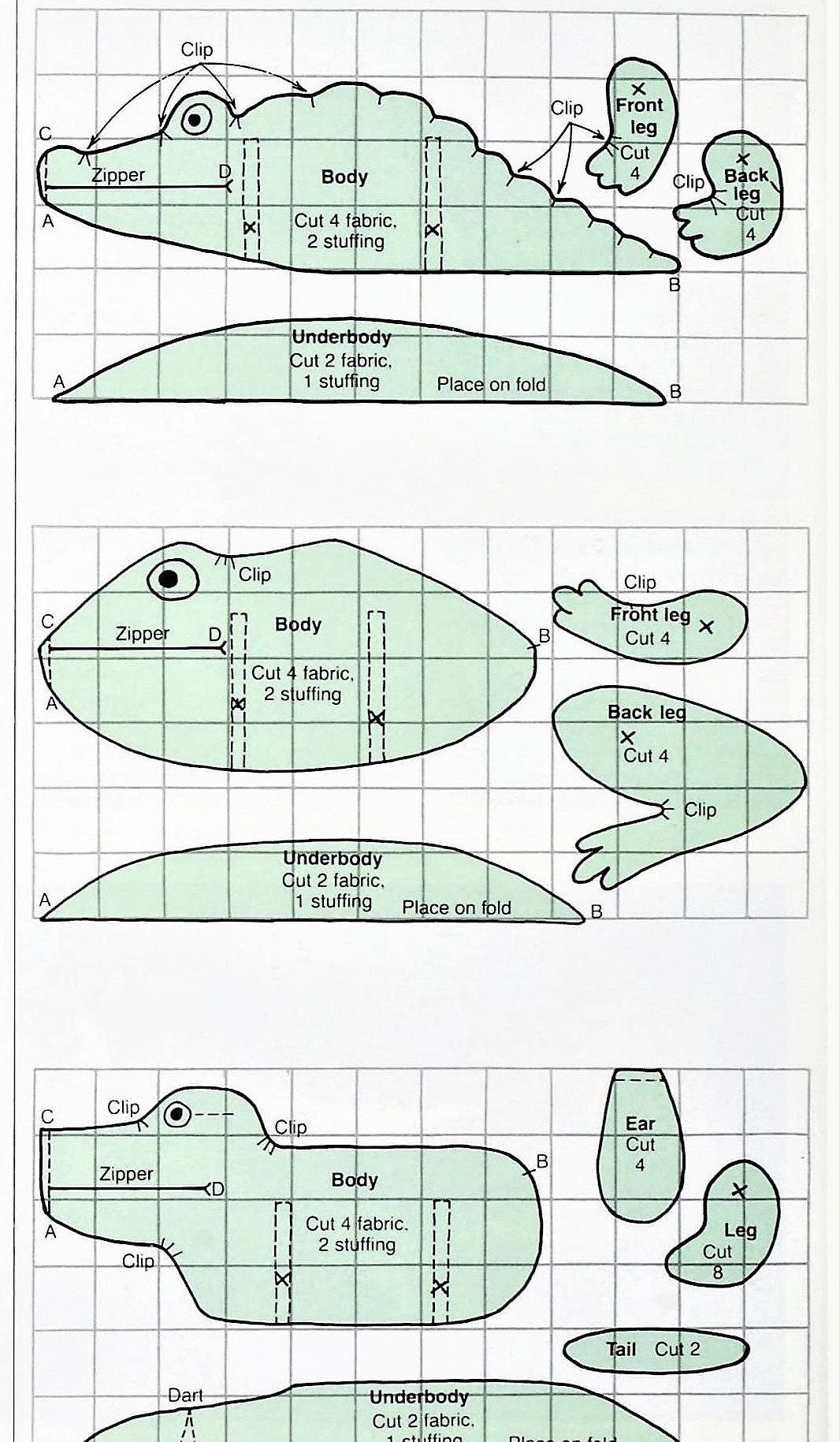 Vintage Sewing Pattern Cute Animal Tote Bag Carry-Alls PDF Instant Digital Download Puppy Dog Alligator Frog Carry Bags