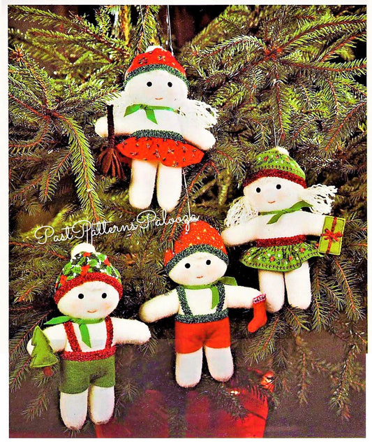 Vintage Christmas Sewing Pattern 6" Snowman Kids Snowkids Tree Ornaments Fleece Fabric PDF Instant Digital Download