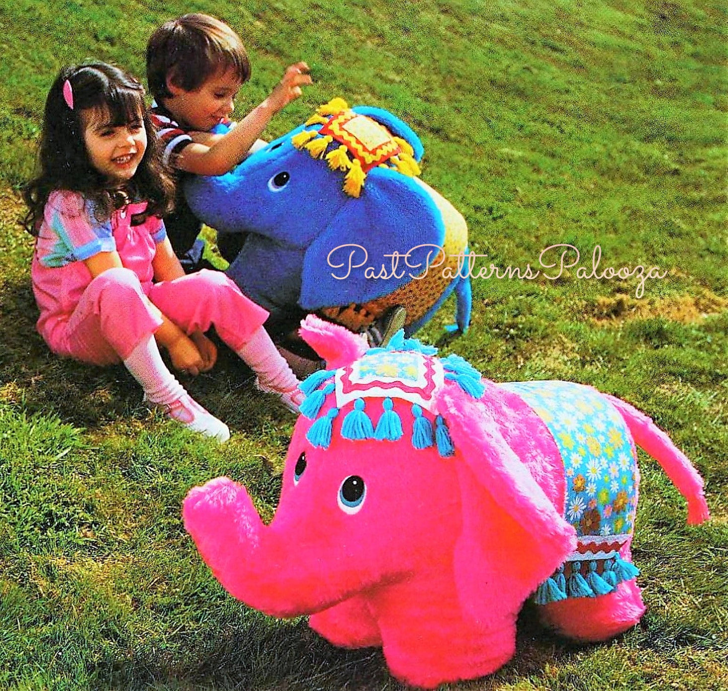 Vintage Sewing Pattern 17" Large Elephant Soft Toy Doll Plush Faux Fur Fabric PDF Instant Digital Download Sit Upon Stuffed Animal