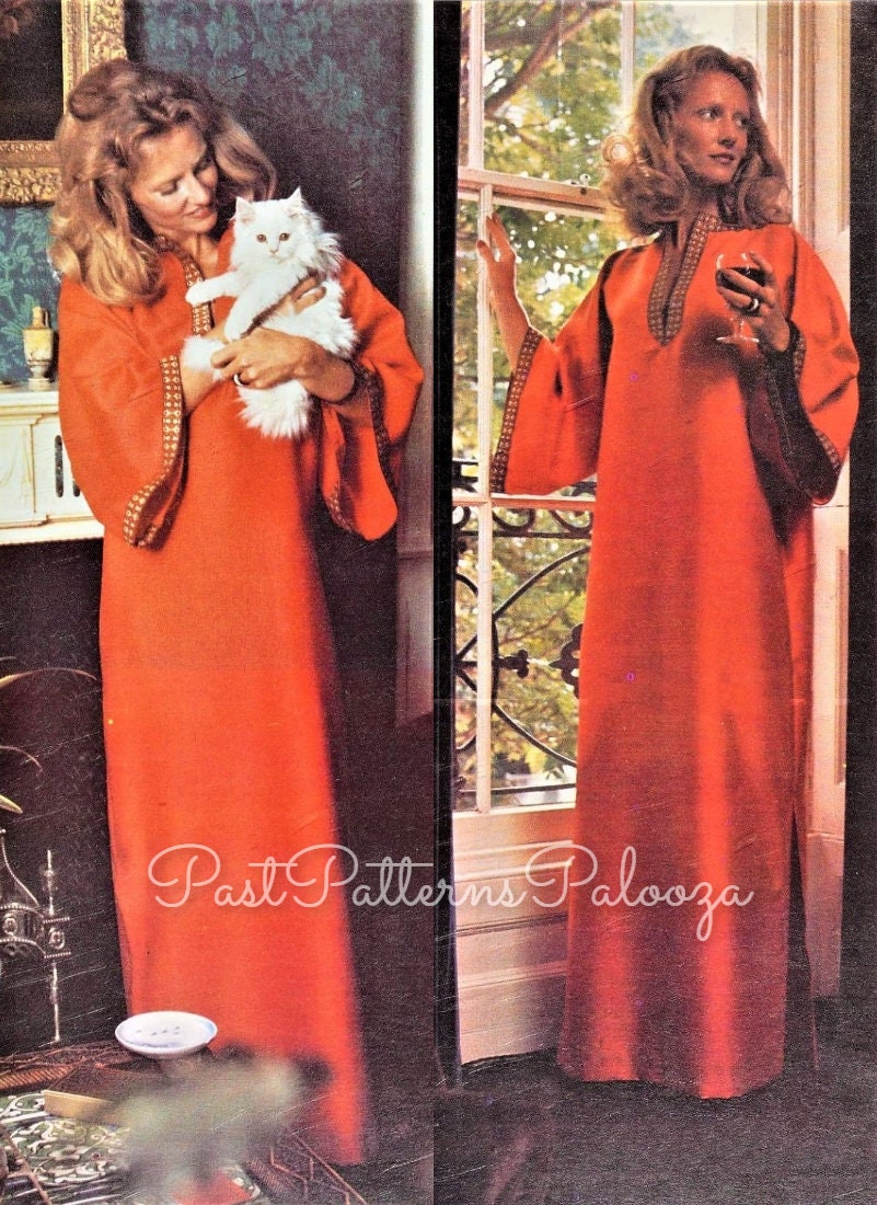 Vintage Sewing Pattern Womens Retro Kaftan Lounge Dress PDF Instant Digital Download Groovy Boho Loose Luxurious Caftan