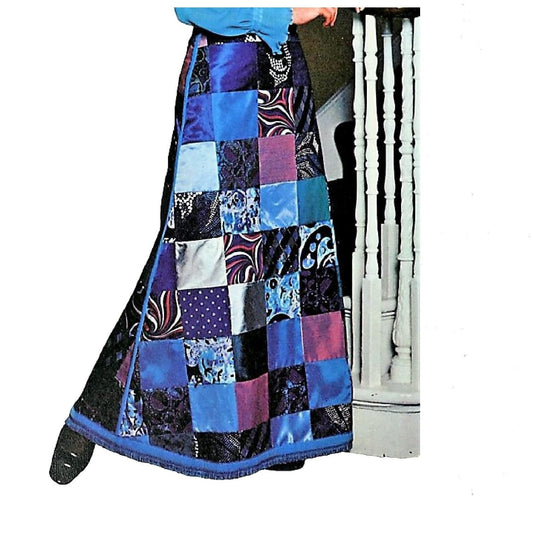 Vintage Sewing Pattern Womens Long Dressy Patchwork Square Maxi Skirt Quick Easy PDF Instant Digital Download Retro 70s Boho Hippie Chic