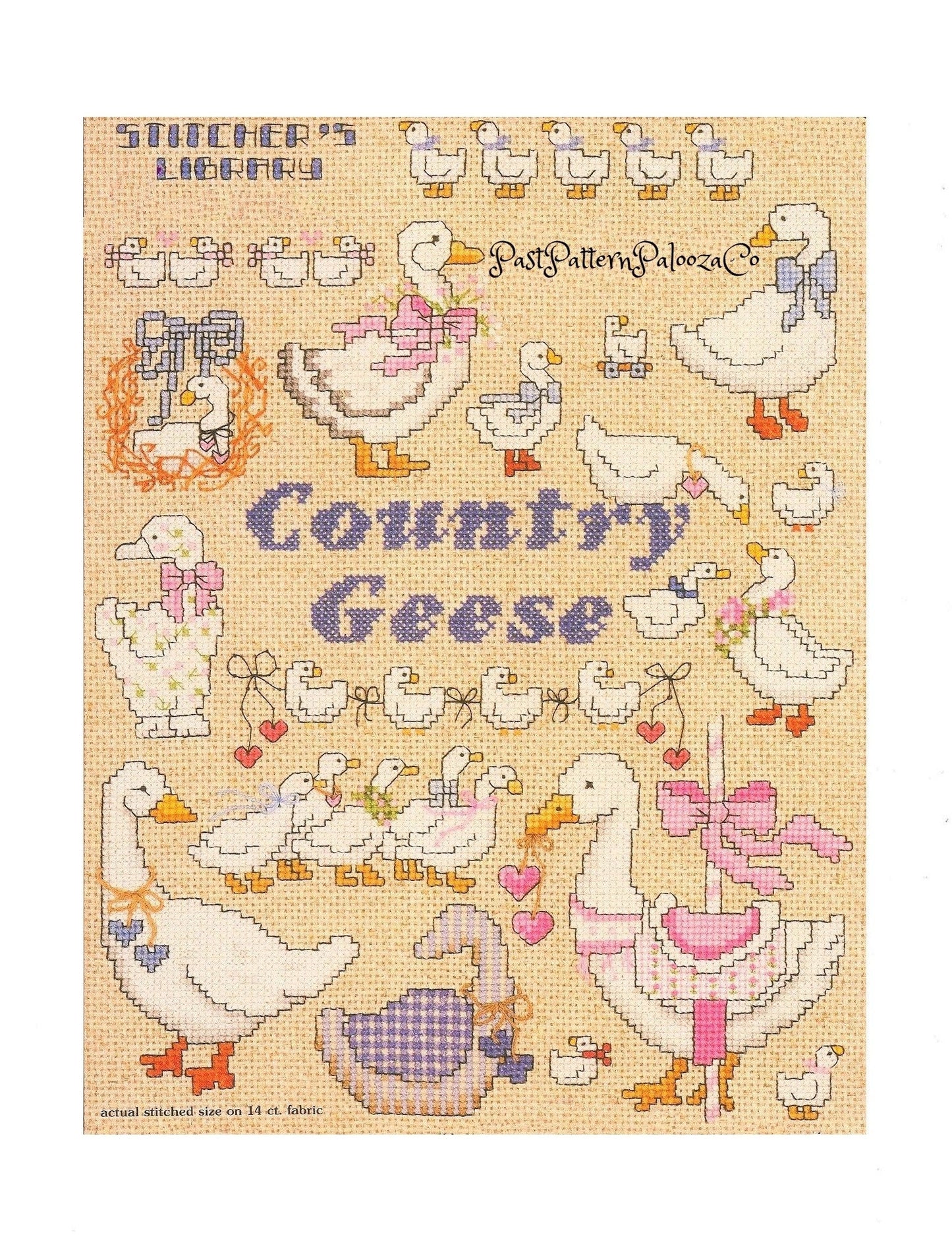 Vintage Cross Stitch Patterns Cute Country Geese Motifs PDF Instant Digital Download Embroidery Goose Gaggle Designs A1