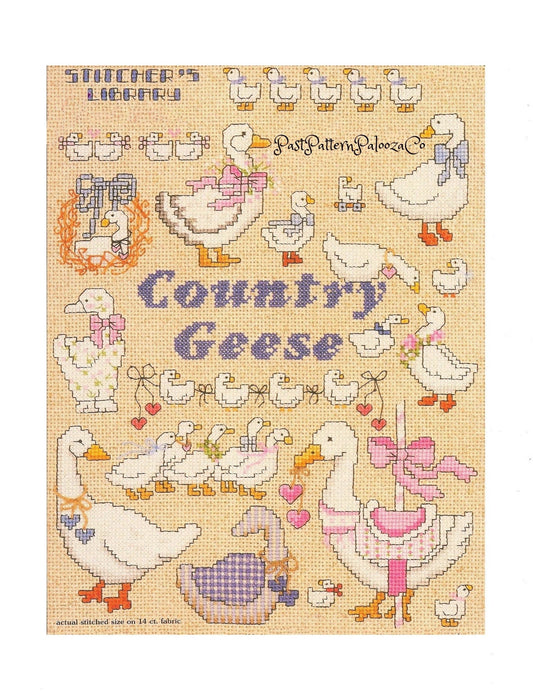 Vintage Cross Stitch Patterns Cute Country Geese Motifs PDF Instant Digital Download Embroidery Goose Gaggle Designs A1