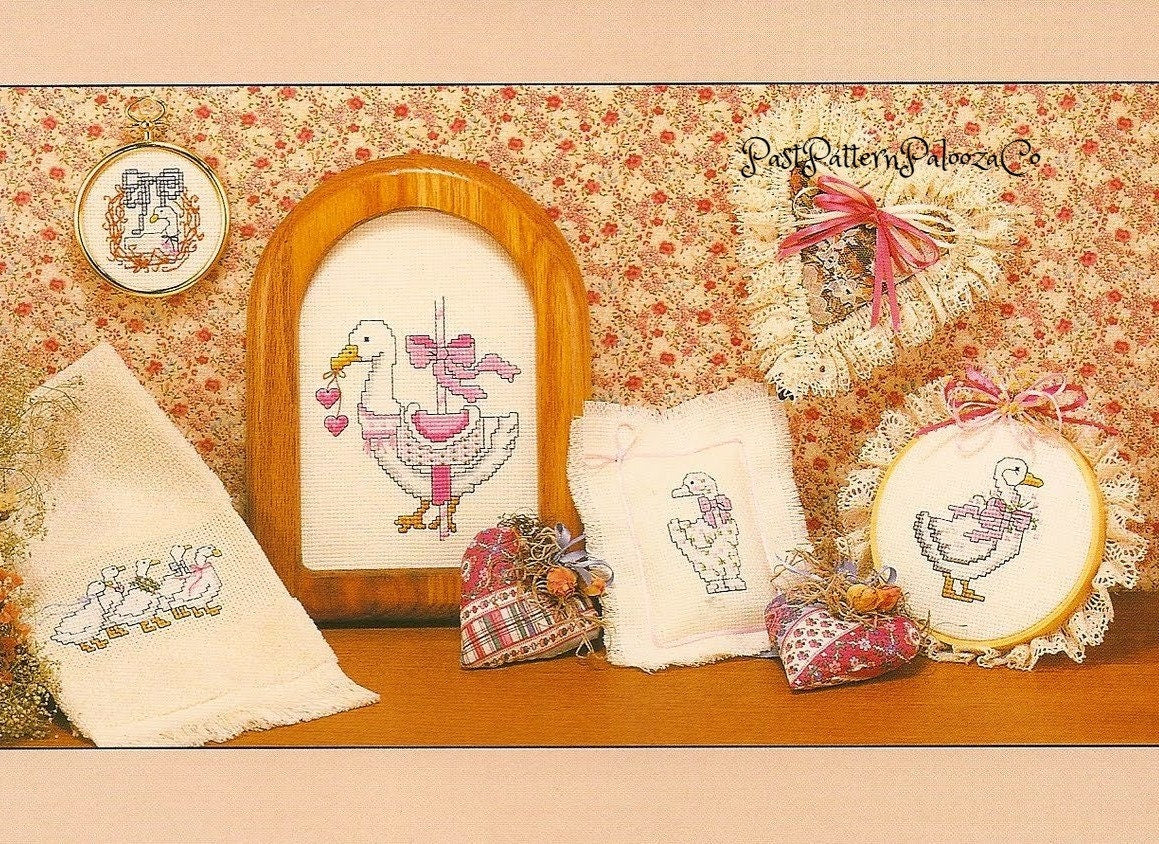 Vintage Cross Stitch Patterns Cute Country Geese Motifs PDF Instant Digital Download Embroidery Goose Gaggle Designs A1