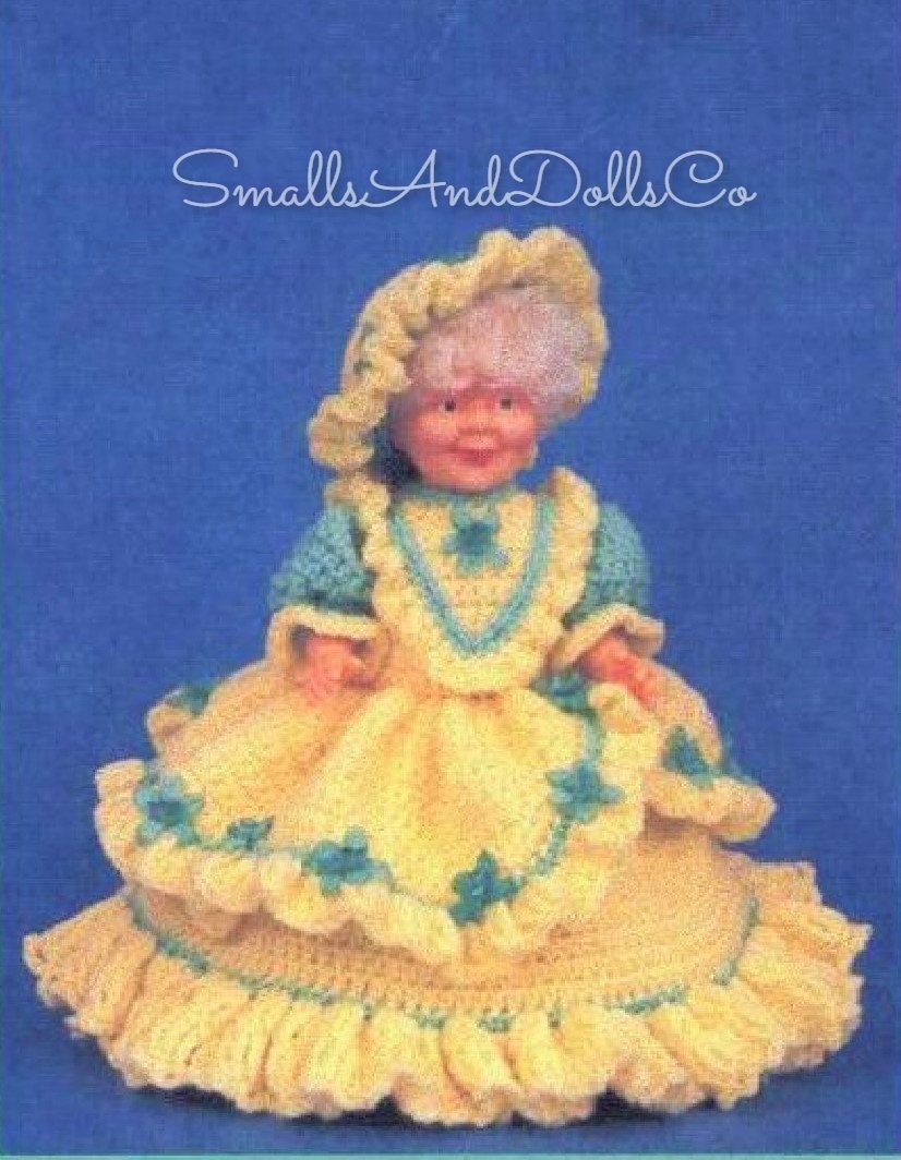 Vintage Crochet Pattern 14" Grandma Phyllis Granny Bed Doll PDF Instant Digital Download 4 Ply