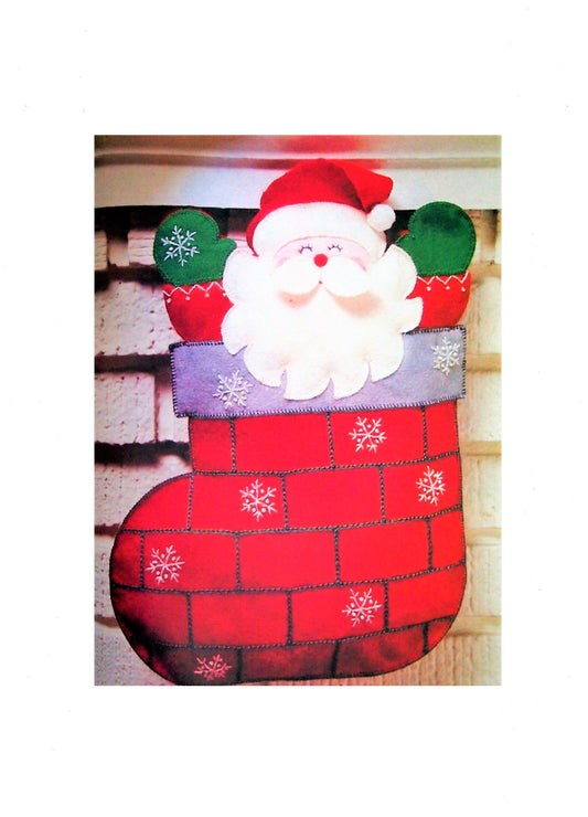 Vintage Christmas Sewing Pattern 17" Felt Santa Stocking PDF Instant Digital Download Goin' Down The Chimney Design