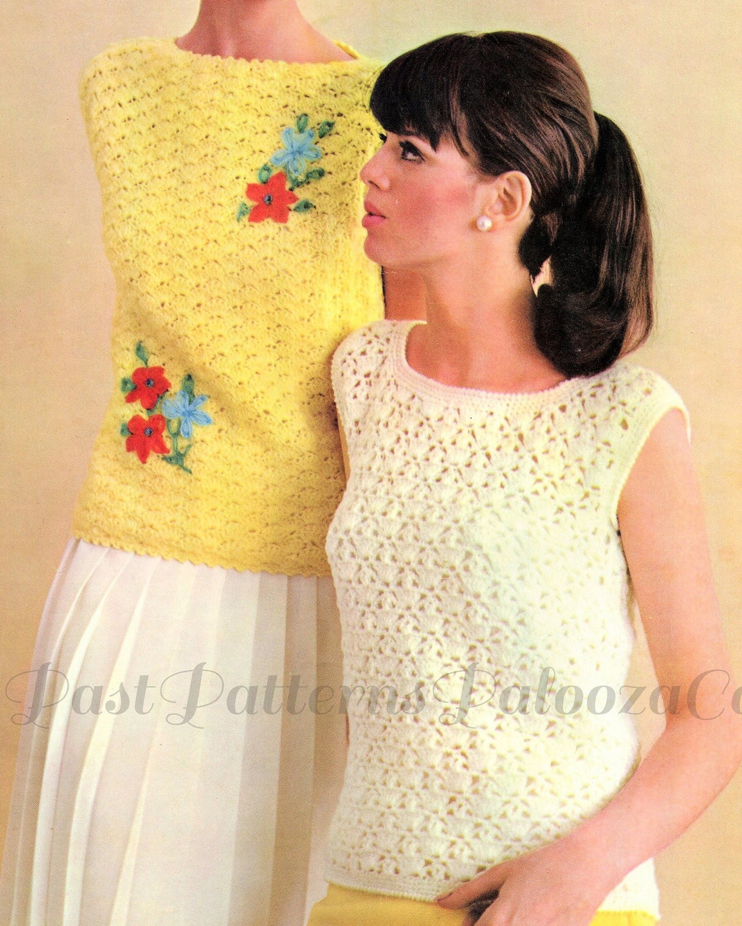Vintage Crochet Pattern Womens Sleeveless Lacy Tops Shell Stitch Blouses PDF Instant Digital Download 5 Ply