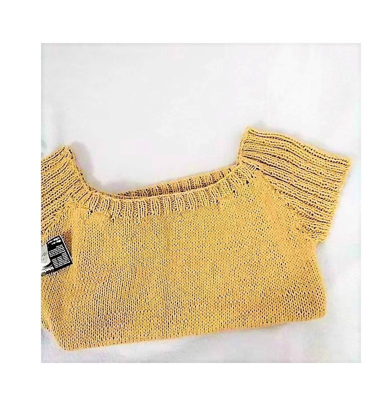 Vintage Knitting Pattern Womens Knit Top Short Sleeve Sweater Simple Scoop Neck Summer Pullover Top PDF Instant Digital Download DK 8 Ply