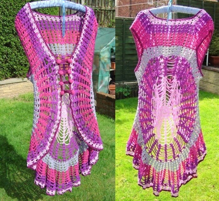 Vintage Crochet Pattern Retro Womens Groovy Web Vest PDF Instant Digital Download 1970s Boho Hippie Chic Waistcoat DK 8 Ply