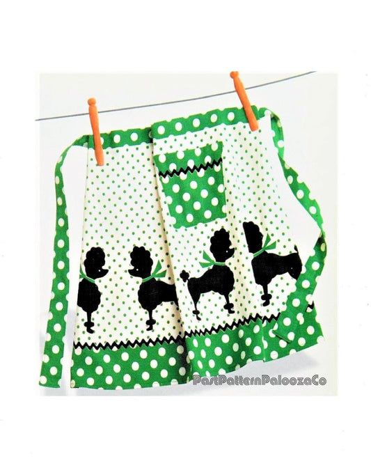 Vintage Sewing Pattern Womens Polka Dot Poodles Apron Mid Century Housewife Chic PDF Instant Digital Download One Size