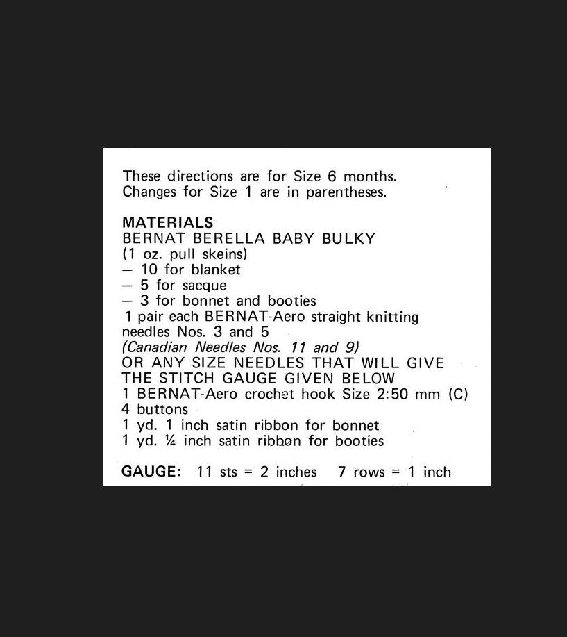 Vintage Knitting Pattern Cute Baby Layette Set 4 Pieces PDF Instant Digital Download Jacket Blanket Bonnet Booties 6-12m 12 Ply