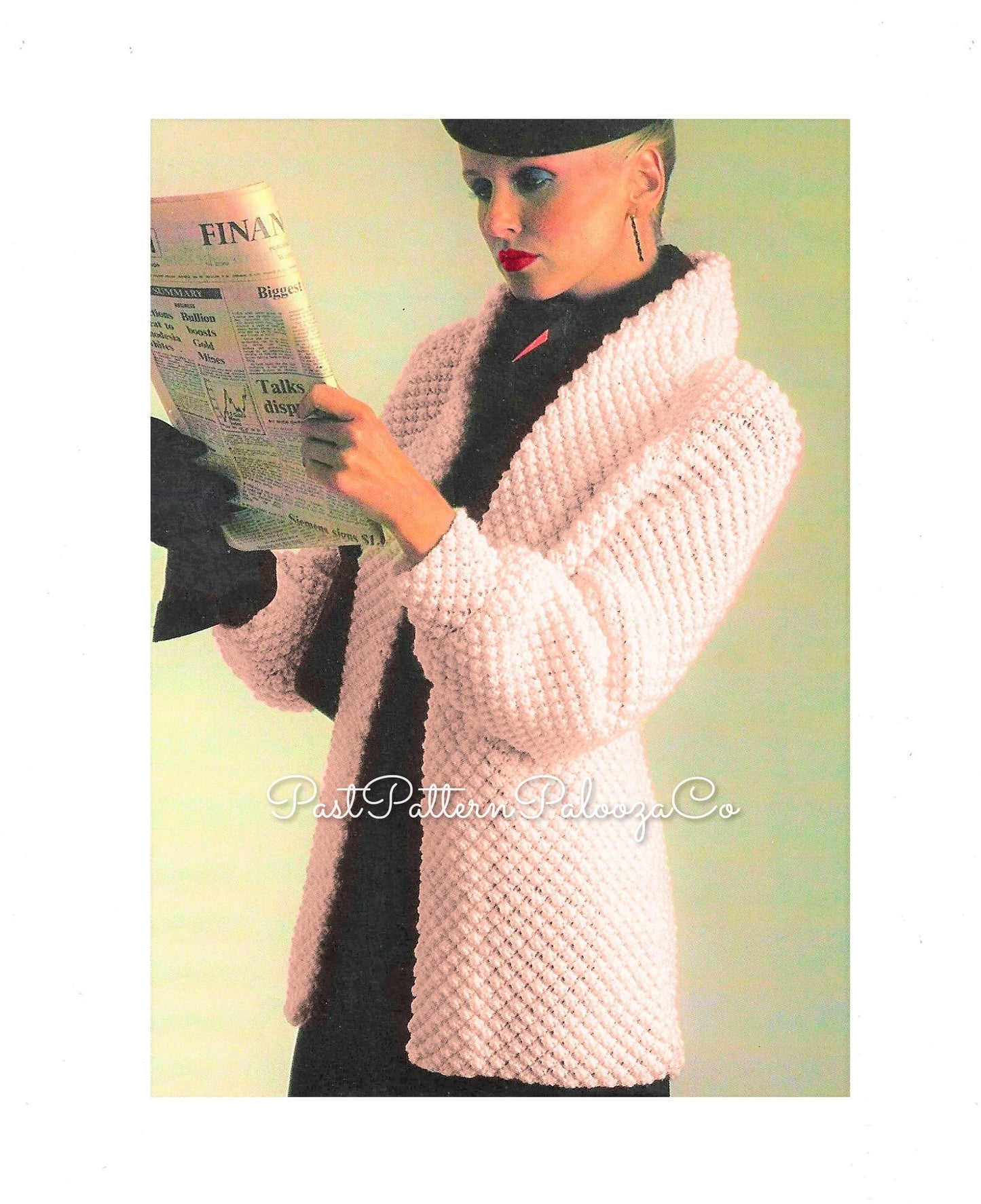 Vintage Knitting Pattern Womens Blackberry Stitch Aran Jacket PDF Instant Digital Download Long Elegant Sweater Coat
