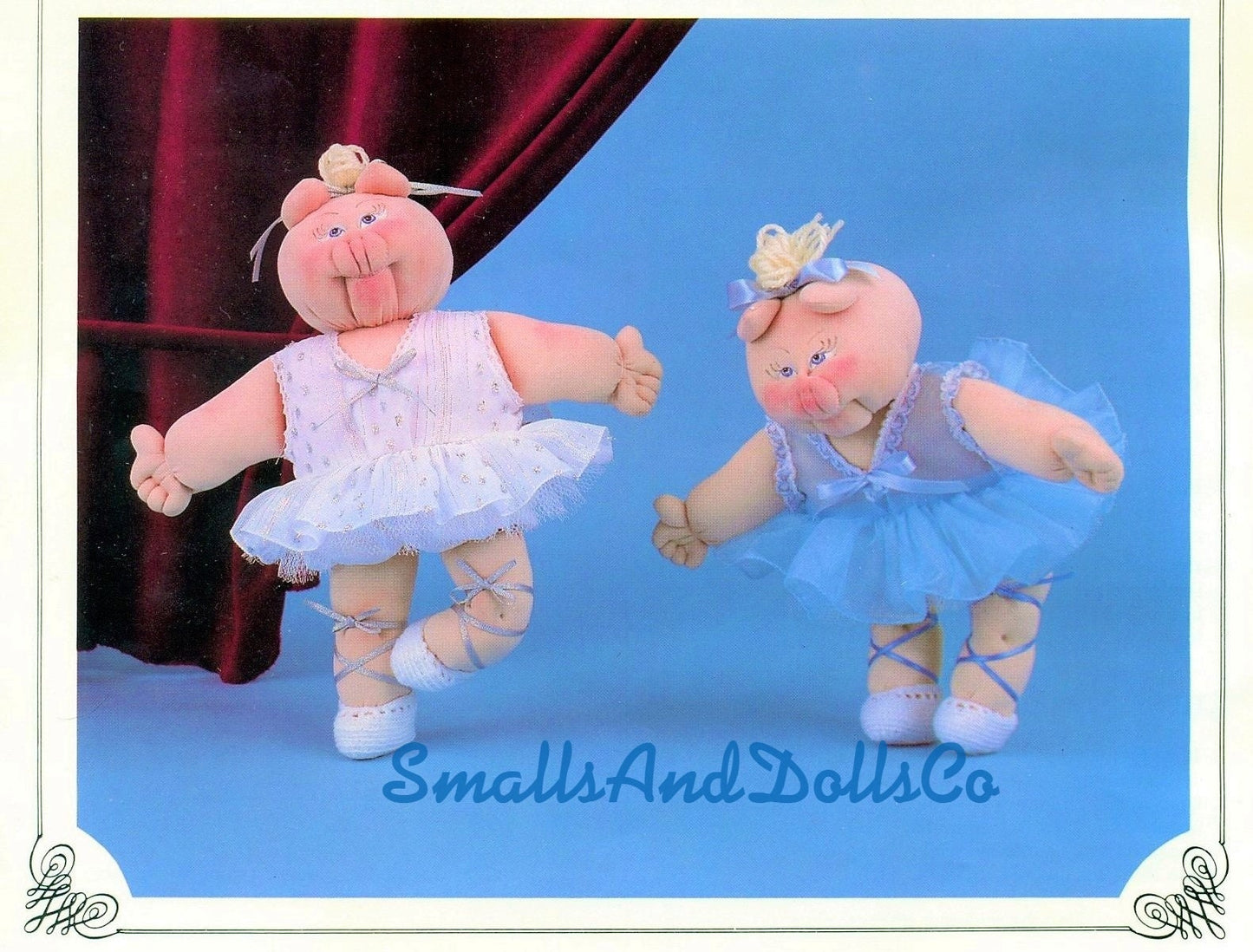 Vintage Sewing Patterns 13" Cute Pig Soft Sculpture Toy Dolls With Outfits PDF Instant Digital Download Retro Pedigree Piglets Fabric Dollys