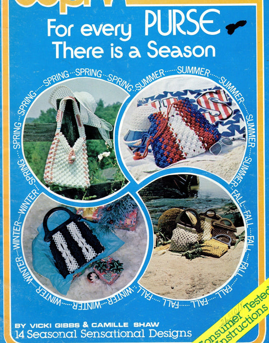 Vintage For Every Purse There Is A Season Macrame Handbags Patterns Book PDF Instant Download Retro Knots How To Instruction eBook ALL Purse