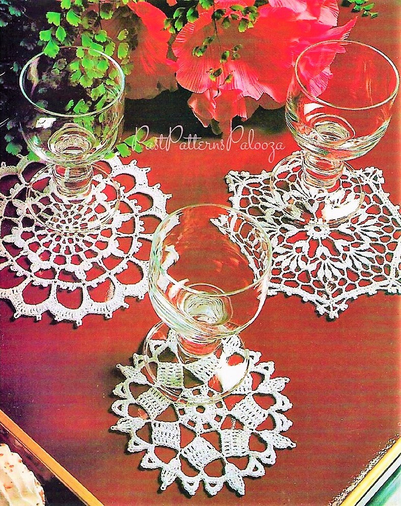 Vintage Crochet Pattern Christmas Snowflake Drink Coasters PDF Instant Digital Download Holiday Bar Table 3 Designs Cotton Thread 4"-6"