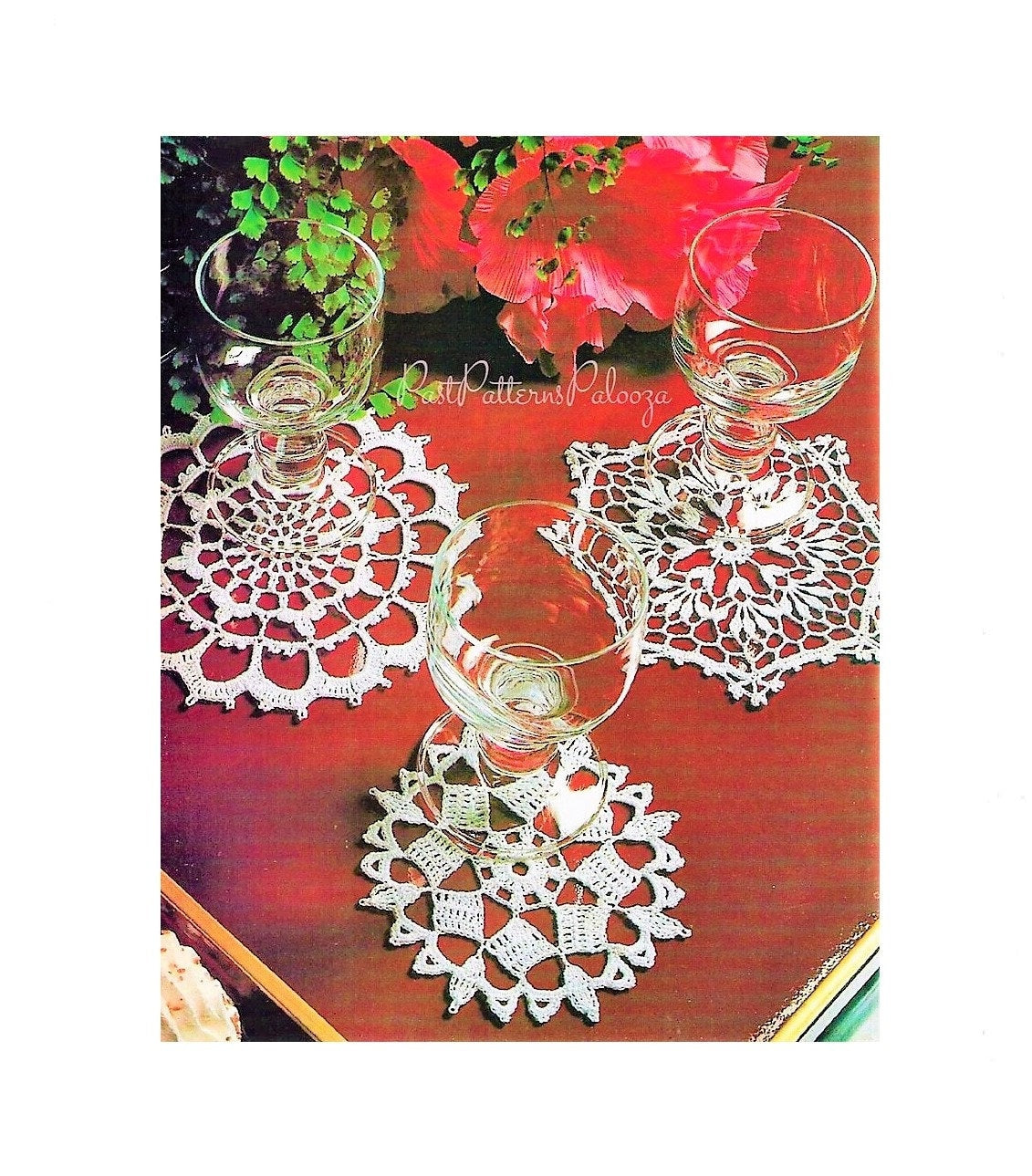 Vintage Crochet Pattern Christmas Snowflake Drink Coasters PDF Instant Digital Download Holiday Bar Table 3 Designs Cotton Thread 4"-6"