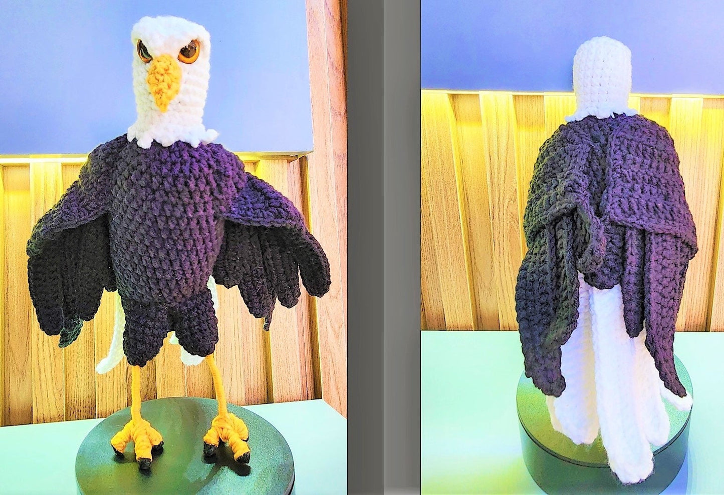 Vintage Crochet Pattern 15" Bald Eagle Bird Soft Toy Doll PDF Instant Digital Download Plush Amigurumi Stuffed American Eagle 4 Ply