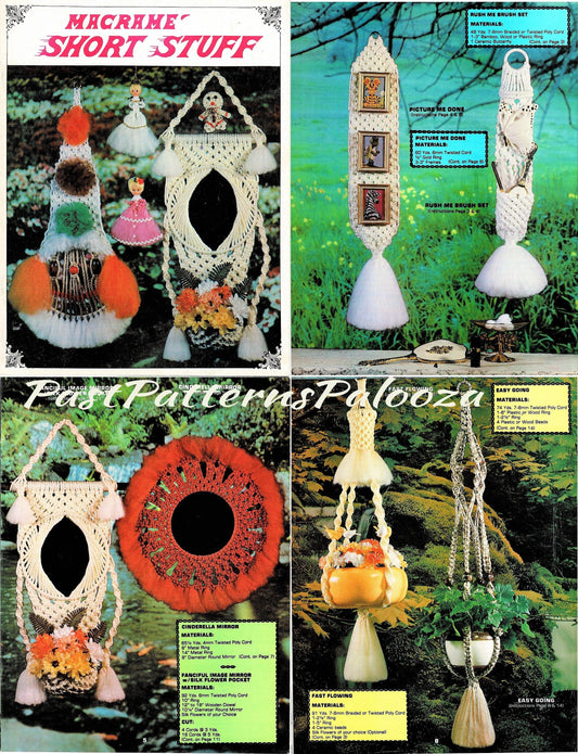Vintage Macrame Short Stuff Pattern Book PDF Instant Digital Download Retro 70s 17 Cute Quick Small Projects Gifts Boho Home Decor