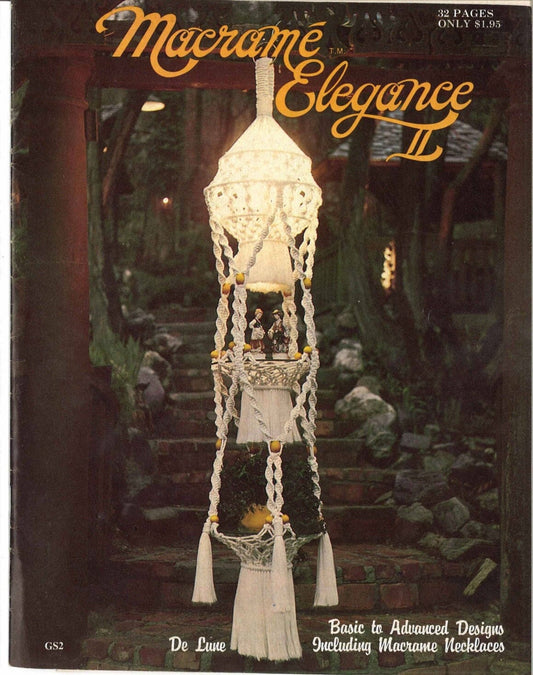 Vintage Macrame Elegance II Patterns Book PDF Instant Digital Download 26 Projects 1970s Wall Art Necklaces Pot Hanger Owls Knotwork Book 2