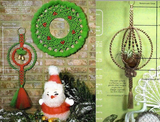 Vintage Delightful Christmas Macrame Patterns Book Retro PDF Instant Digital Download Wall Hangings Plant Pot Holders 14 Projects