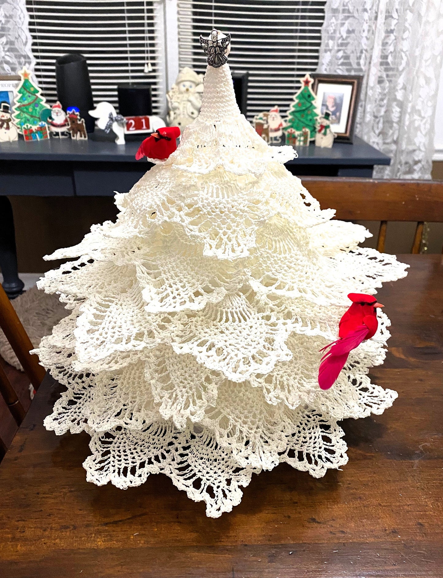 Vintage Thread Crochet Pattern 11" White Pineapple Christmas Tree PDF Instant Digital Download Lacy Snowy Holiday Centerpiece