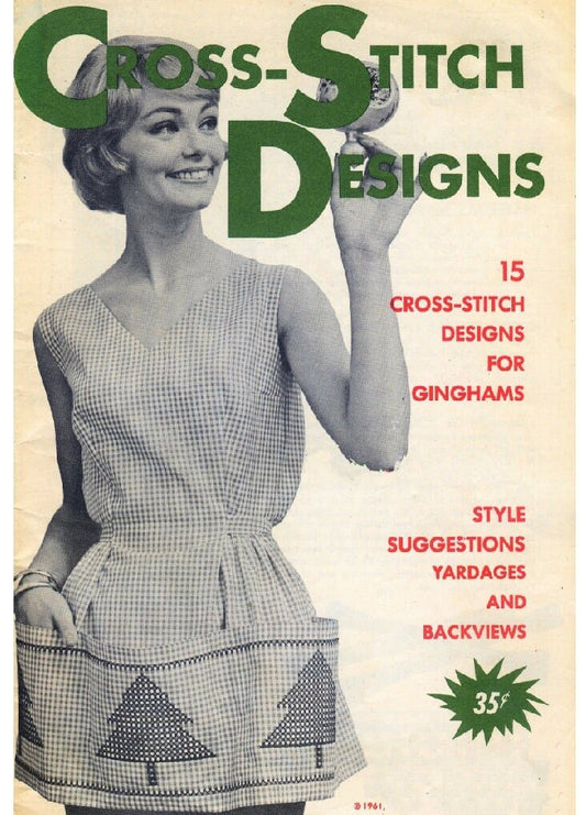 Vintage Cross Stitch Patterns Designs for Ginghams c. 1961 Printable PDF Instant Digital Download 15 Retro Embroidery Designs Fabric Borders