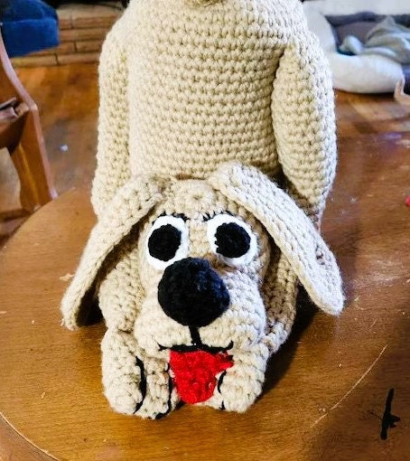 Vintage Crochet Pattern Puppy Dog Pooping Bathroom Tissue Roll Cover Holder PDF Instant Digital Download Toilet Tissue Amigurumi 4-Ply