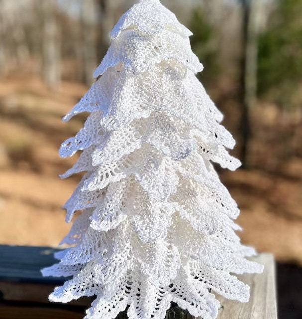 Vintage Thread Crochet Pattern 11" White Pineapple Christmas Tree PDF Instant Digital Download Lacy Snowy Holiday Centerpiece