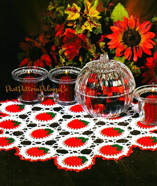Vintage Thread Crochet Pattern 19" Pumpkin Patch Doily Centerpiece Halloween Motifs PDF Instant Digital Download
