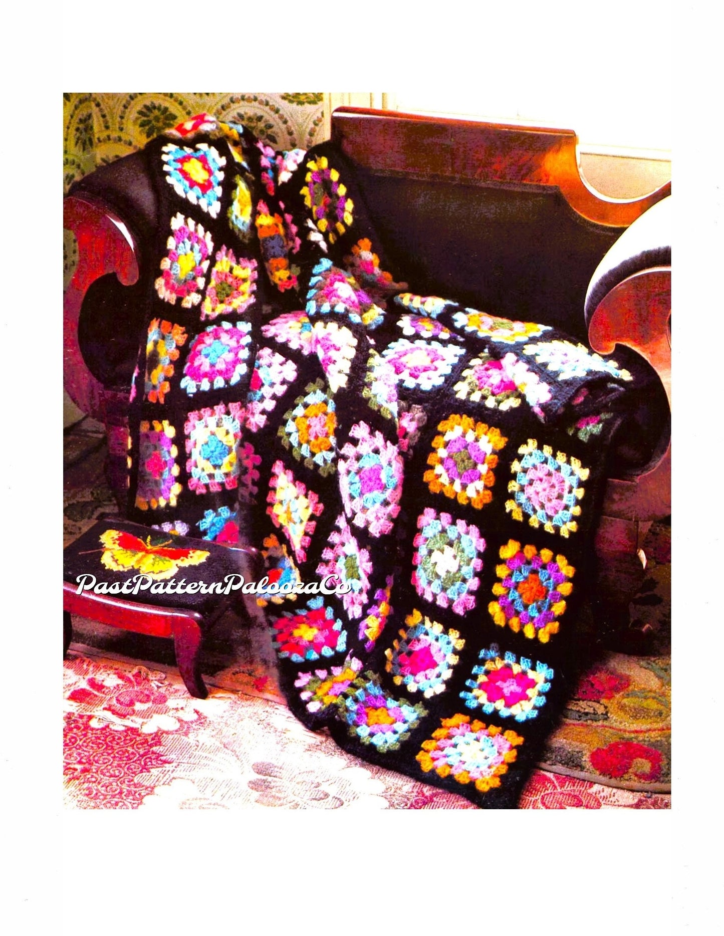 Vintage Crochet Pattern Classic Original OG Granny Squares Afghan PDF Instant Digital Download Scrap Yarn Blanket 10 Ply