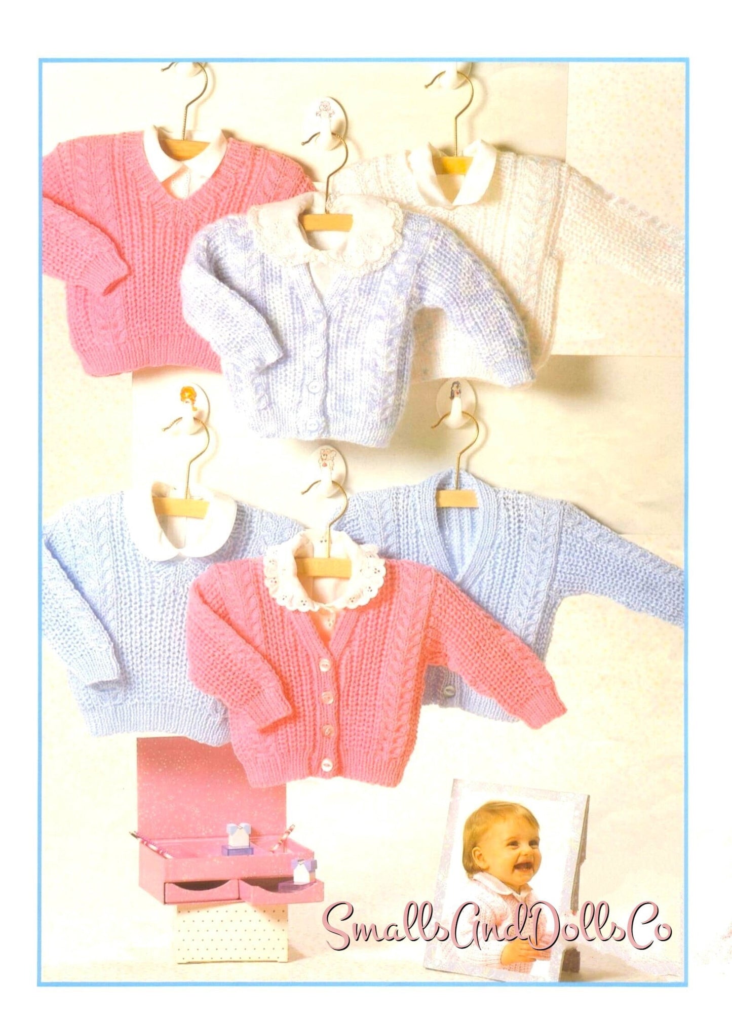 Vintage Knitting Pattern Baby to Toddler V Neck Cardigan Sweaters Jumpers PDF Instant Digital Download 0 - 4 yrs DK