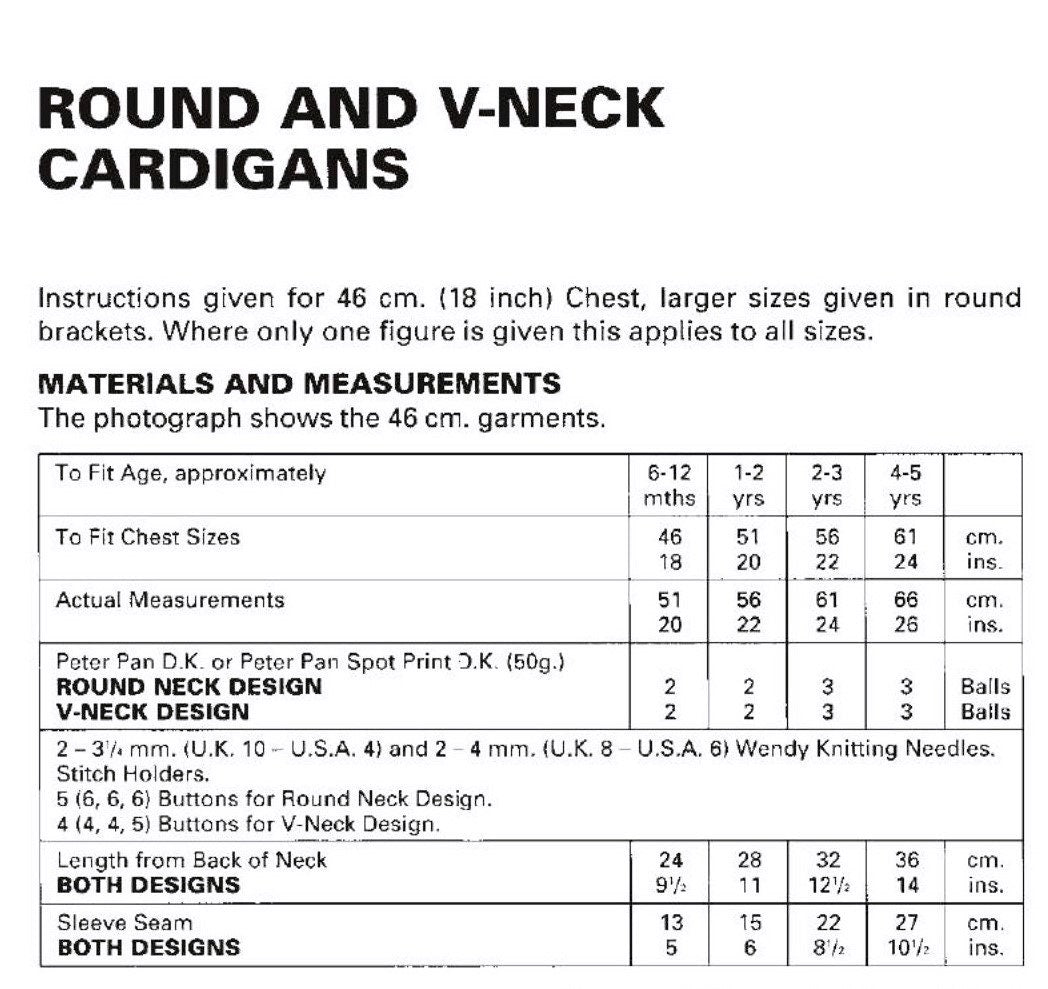 Vintage Knitting Pattern Baby Childs Cardigan Sweaters Round V Necks PDF Instant Digital Download Classic Cardi Jumpers 6m - 5 yrs DK